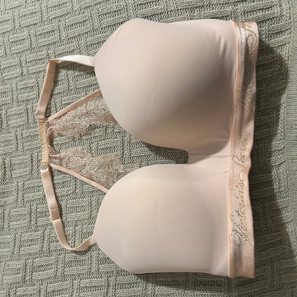 Victoria's Secret Pink T-Shirt Lightly Lined Wireless Lace Bra 32DDD Pink - Picture 6 of 10